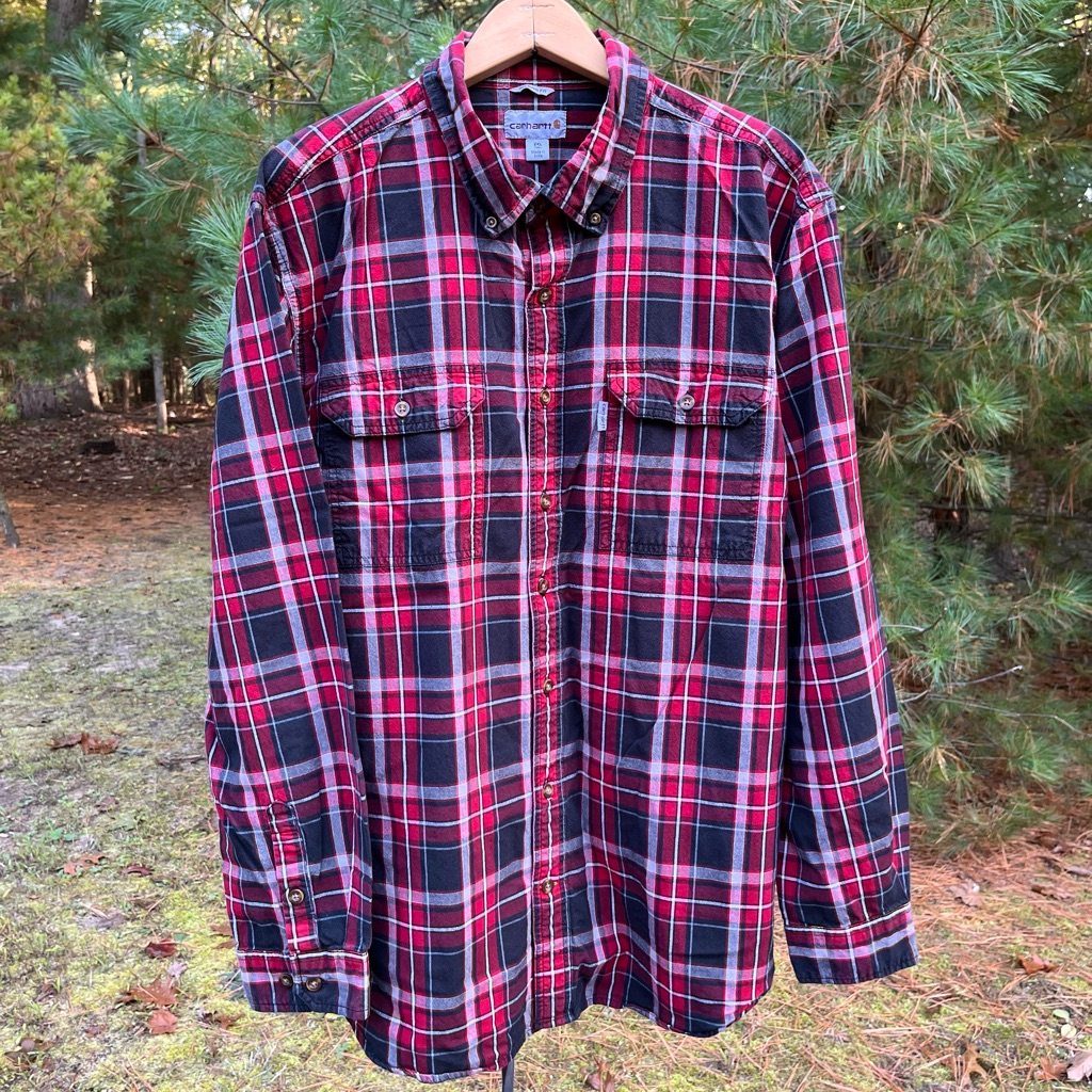 Carhartt Plaid Button-Up Shirt Relaxed Fit Size 2xl Tall